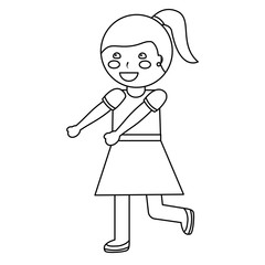 happy girl with ponytail kid child icon image vector illustration design  black line