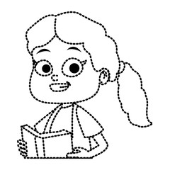 Cute school girl cartoon icon vector illustration graphic design