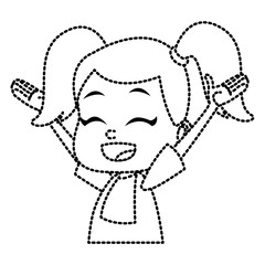Cute school girl cartoon icon vector illustration graphic design