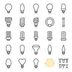 Light bulb set, creation kit outline icon