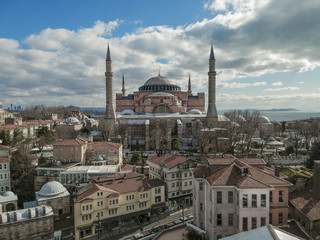Fototapeta na wymiar Aerial view of Hagia Sophia Museum in Istanbul Turkey