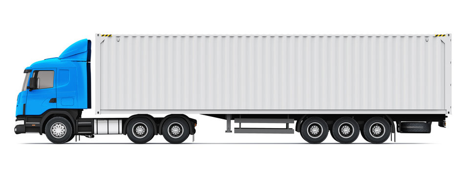 Semi-truck with 40 ft heavy cargo container