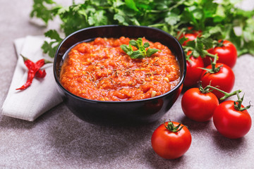 Indian Tomato Rasam with lentil, mint, cilantro and cashew