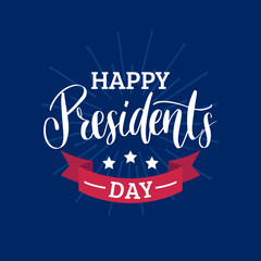 Happy Presidents Day handwritten phrase in vector.Used for holiday poster, greeting card etc.
