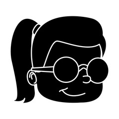 School girl with glasses cartoon icon vector illustration graphic design