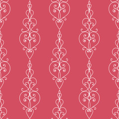 Seamless floral structure. Red vector ornament on white background
