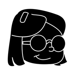 School girl with glasses cartoon icon vector illustration graphic design