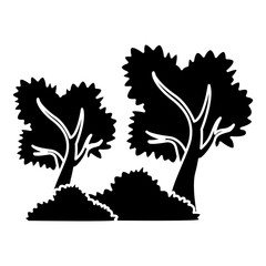 Tree and bushes cartoon icon vector illustration graphic design