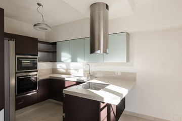 Interior photo of empty apartment, the kitchen
