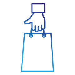 hand with shopping bag isolated icon