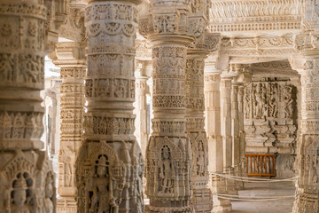 columns in Jain Temple of Ranakpur, Rajasthan