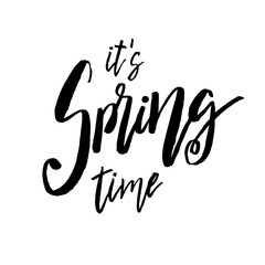 Spring Time - Hand drawn inspiration quote. Vector typography design element. Spring lettering poster. Good for t-shirts, prints, cards, banners.