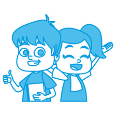 Little school kids cartoon icon vector illustration graphic design