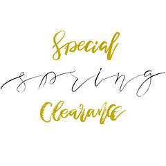 Special Spring Clearance - Hand drawn inspiration quote. Vector typography design element. Spring lettering poster. Template for Flyers, banners, advertise, marketing, promotion.