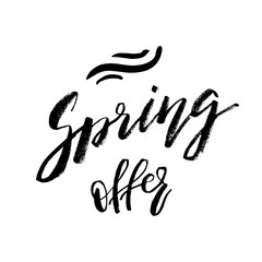 Special Spring Offer - Hand drawn inspiration quote. Vector typography design element. Spring lettering poster. Template for Flyers, banners, advertise, marketing, promotion.