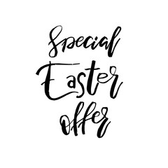 Obraz premium Special Easter Offer card with calligraphy text. Vector Template for Flyers, banners, advertise, marketing, promotion. Hand lettering design for Happy Easter Holiday Poster
