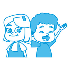 Little school kids cartoon icon vector illustration graphic design