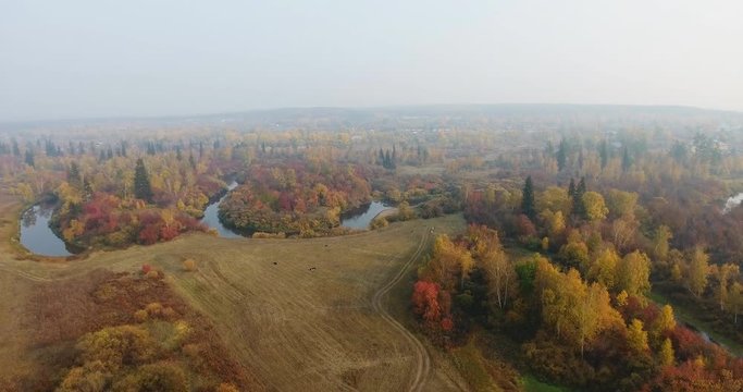 Aerial shot Butiful autumn