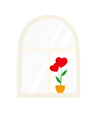 Window and flower in pot