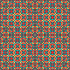 Mosaic geometric pattern in repeat. Fabric print. Seamless background, mosaic ornament, ethnic style.