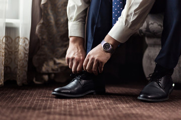 businessman clothes shoes, man getting ready for work,groom morning before wedding ceremony