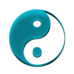 Yin Yang Symbol Icon Logo 3D Sky Blue Color