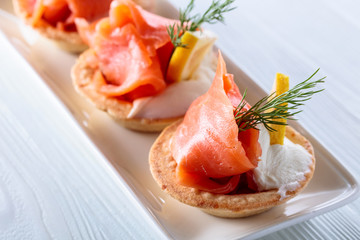 Tartlets with salmon.