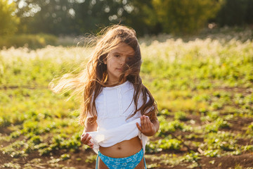Fototapeta premium four year old girl with long hair