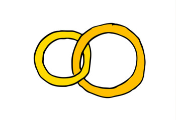 hand drawn doodle sketch of the two rings as a symbol of love