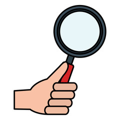 hand with magnifying glass isolated icon