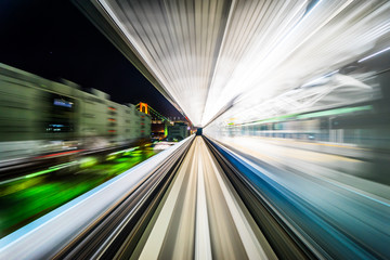 Fototapeta na wymiar Business concept - high speed abstract MRT track of motion light for background in tokyo, japan