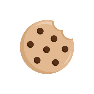 Delicious chocolate chip cookie vector graphic illustration, isolated on white background.