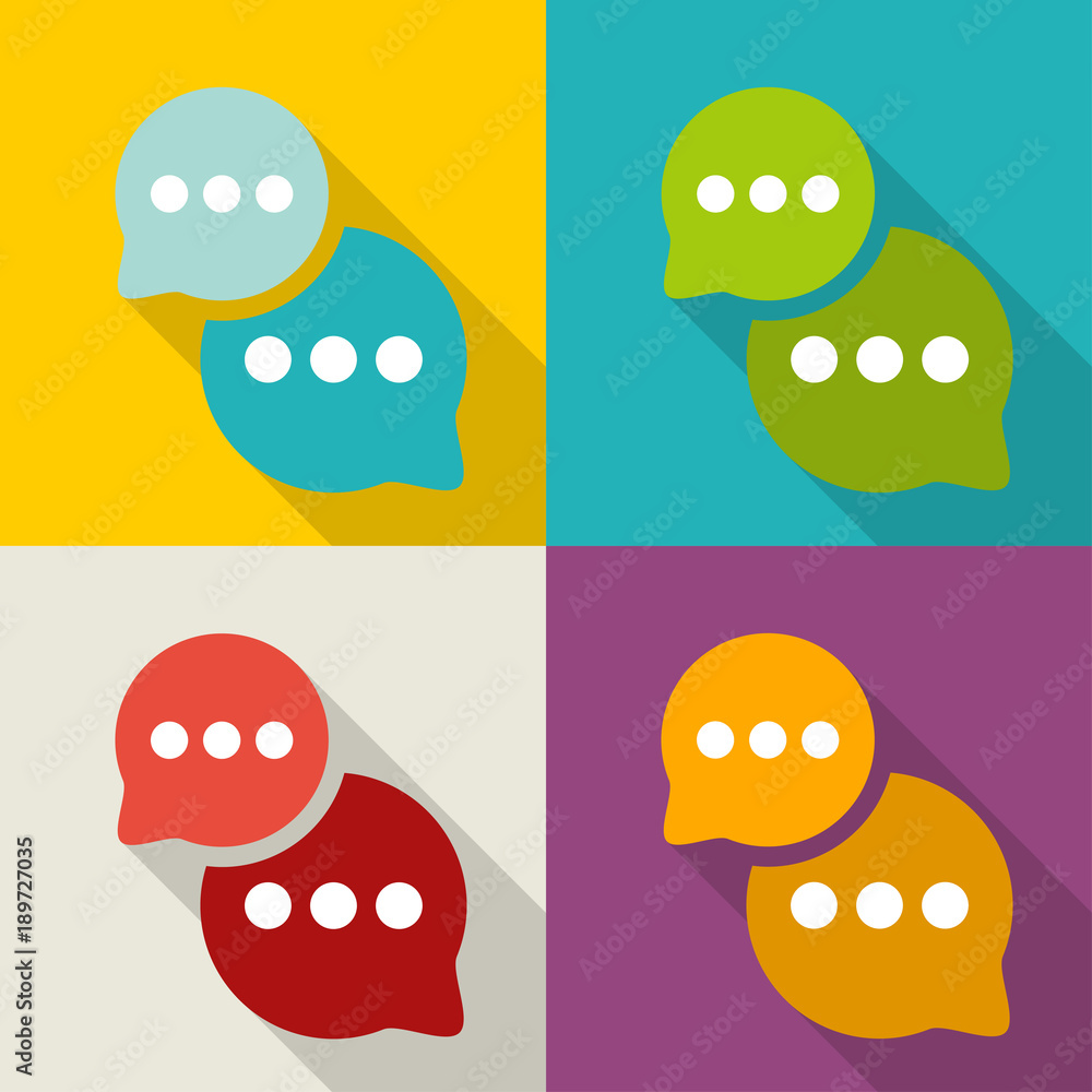 Wall mural set of colorful speech bubble with shadow in flat design