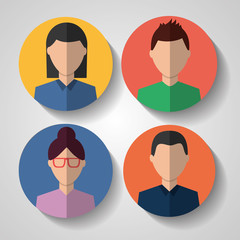 avatar people internet character female male circle icons vector illustration
