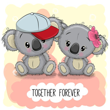 Cute Cartoon Koalas boy and girl