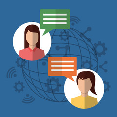people internet communication dialog chatting bubbles vector illustration
