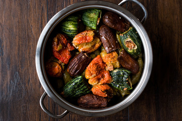 Turkish Dolma with Minced Meat Red pepper and Aubergine or Eggplant.