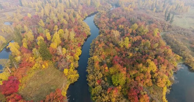 Aerial shot Butiful autumn
