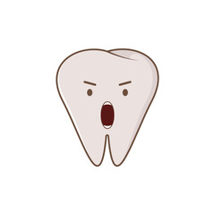 Cute angry and nervous tooth. Vector modern flat style cartoon character illustration. Clear tooth kid children christmas concept dental dentist card.