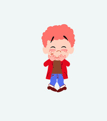 White boy in jeans trying to contain the laughter.