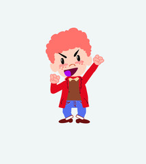 White boy in jeans cheering enthusiastically.