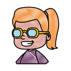 School girl with glasses cartoon icon vector illustration graphic design