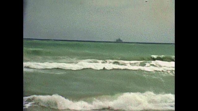 An offshore oil platform of the Miami Beach in Florida in 70's. Historical United States of America in 1978.