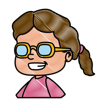 School girl with glasses cartoon icon vector illustration graphic design