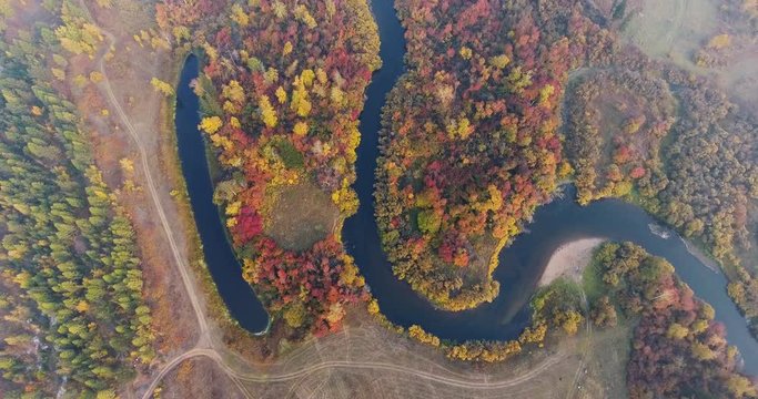 Aerial shot Butiful autumn