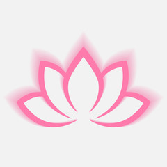 Calligraphic lotus blossom in pink-violet colors. Yoga symbol. Simple flat vector illustration.
