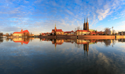 Obraz premium Cathedral Island in Wroclaw, Poland, panoramic image