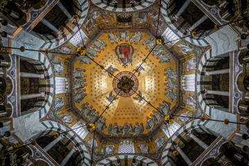 Fototapeta na wymiar Decorated Ceiling in the Aachen Cathedral, Aachen, Nordrhinewestfalia, Germany