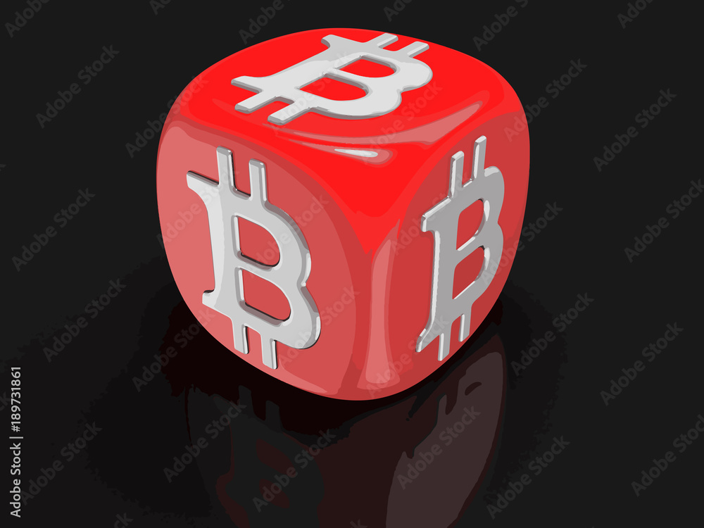 Poster dice with bitcoin sign. image with clipping path