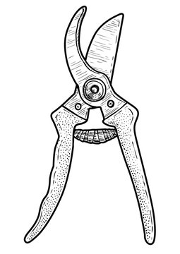 black and white garden shears clip art preview